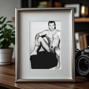 Male Physique Seated Physique Model with Clean Studio Contrast 4x6 Photo Print