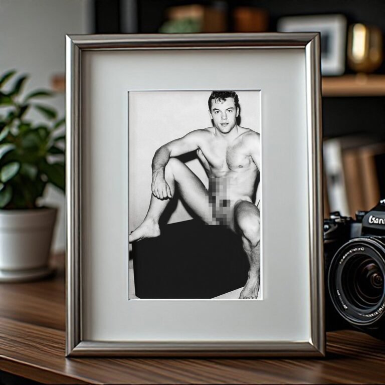 Male Physique Seated Physique Model with Clean Studio Contrast 4x6 Photo Print