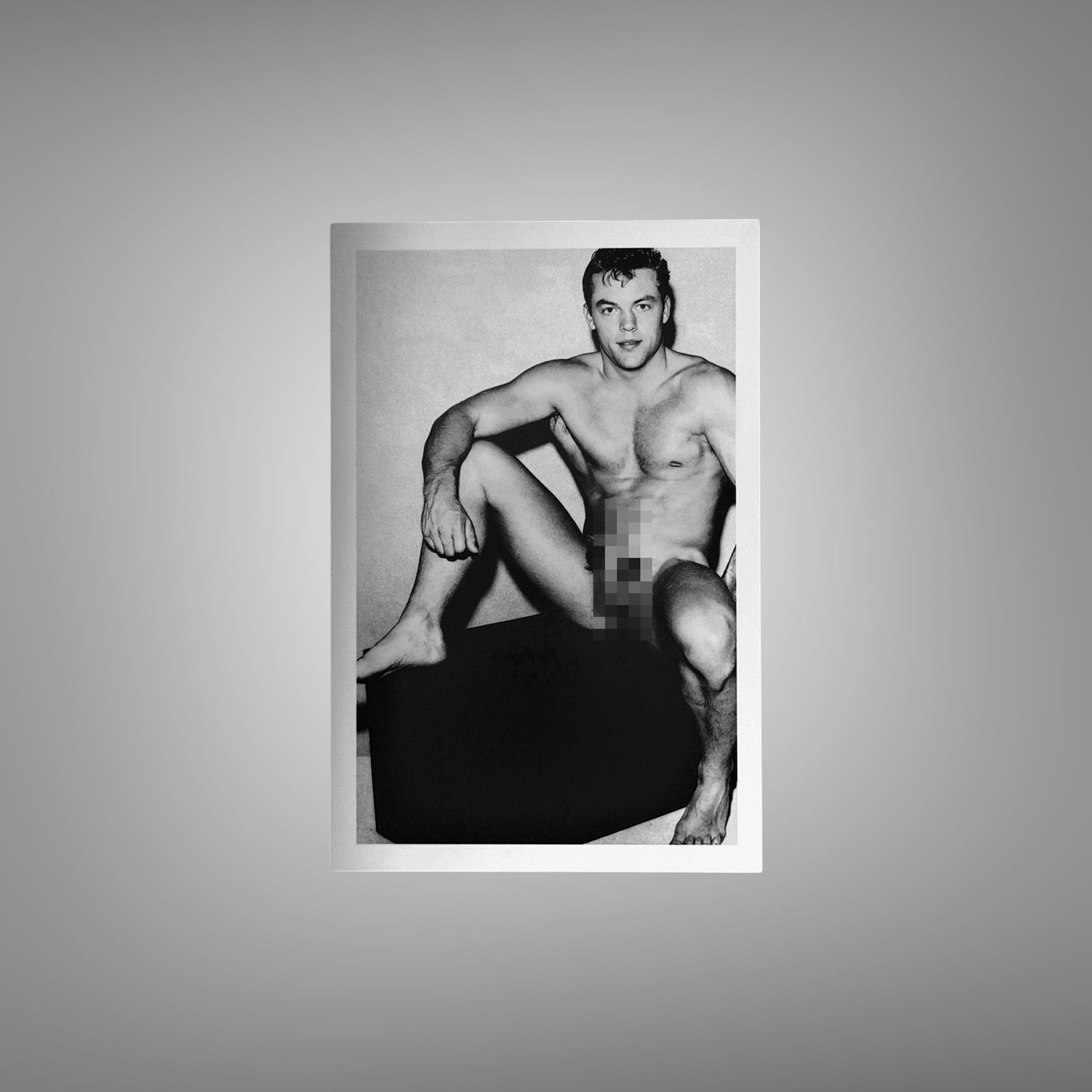 Male Physique Seated Physique Model with Clean Studio Contrast 4x6 Photo Print