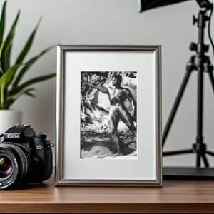 Male Physique Outdoor Bodybuilder Figure Study with Dramatic Shadows 4x6 Photo Print