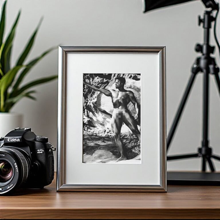 Male Physique Outdoor Bodybuilder Figure Study with Dramatic Shadows 4x6 Photo Print