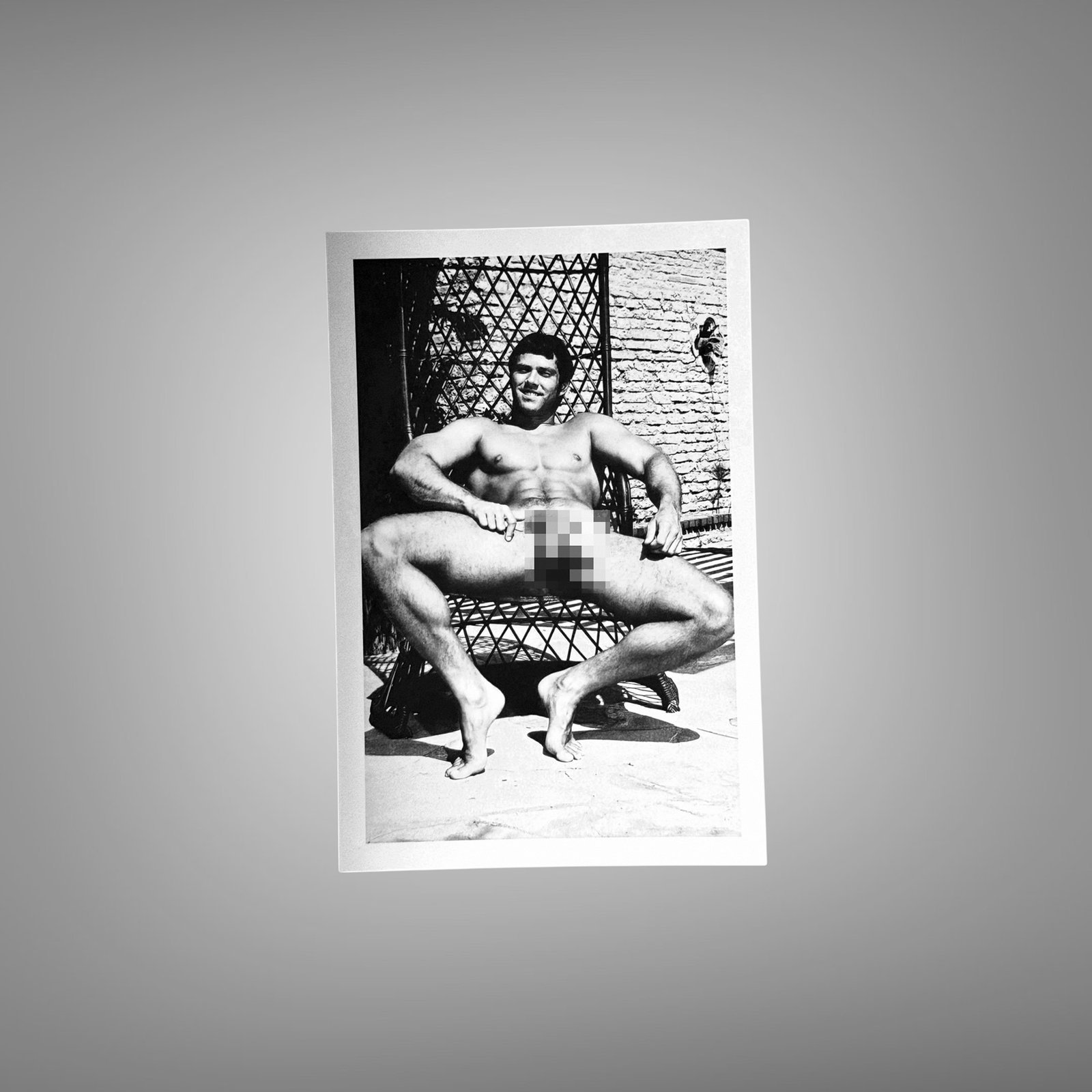 Male Physique Seated Lattice-chair Physique Portrait 4x6 Photo Print