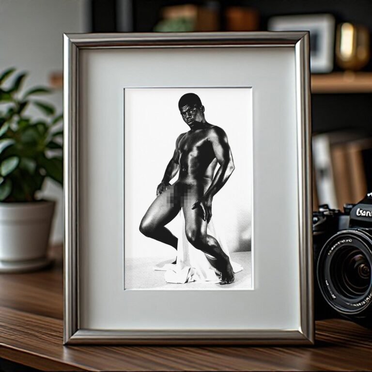 Male Physique Strong Side-lit Standing Physique Pose 4x6 Photo Print