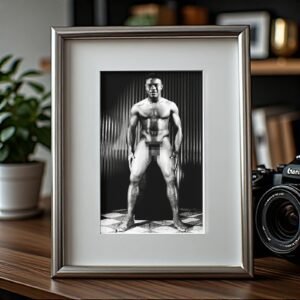 Male Physique Formal Studio Bodybuilder Portrait with Curtain Backdrop 4x6 Photo Print