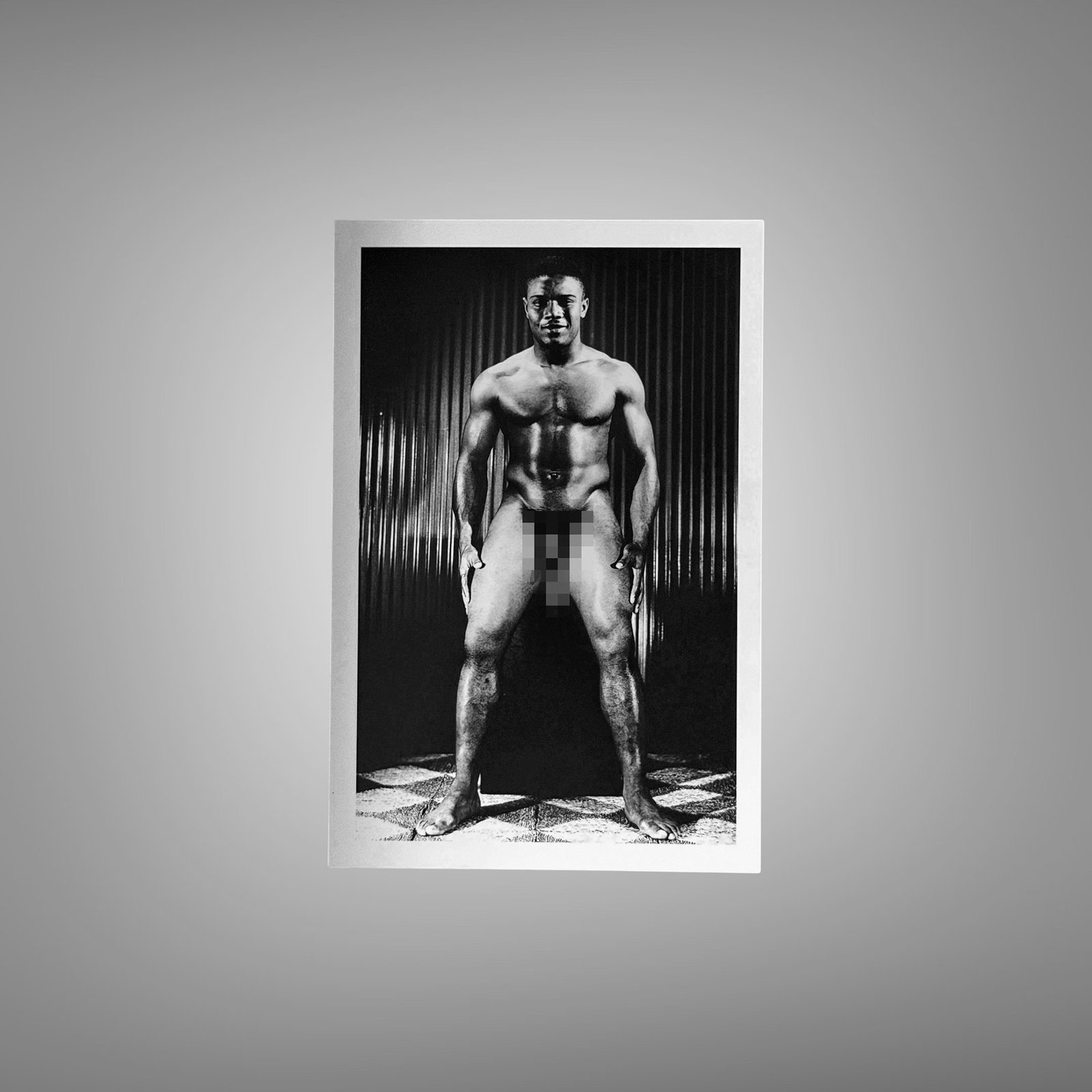 Male Physique Formal Studio Bodybuilder Portrait with Curtain Backdrop 4x6 Photo Print