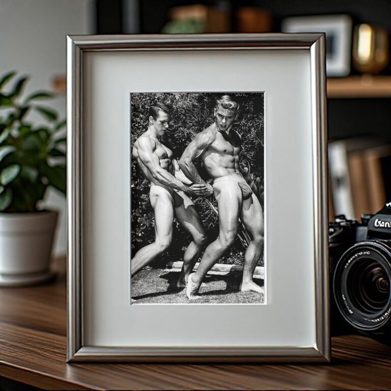 Male Physique Two Men Seated Outdoors in Classic Physique-study Composition 4x6 Photo Print