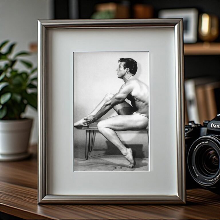 Male Physique Seated Side-view Studio Figure Study 4x6 Photo Print