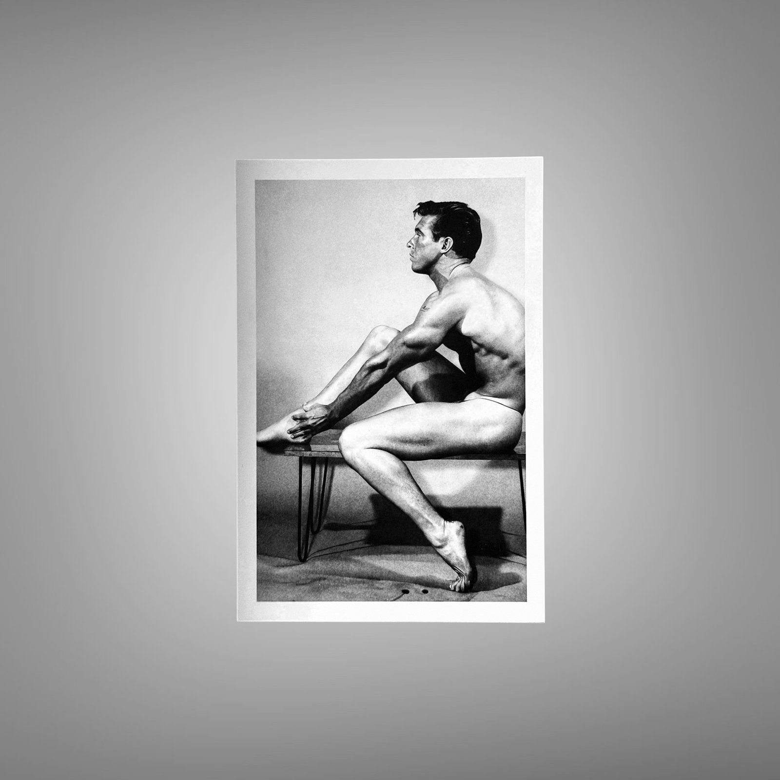 Male Physique Seated Side-view Studio Figure Study 4x6 Photo Print