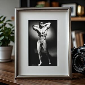 Male Physique Hands-behind-head Bodybuilder Pose in Spotlight 4x6 Photo Print