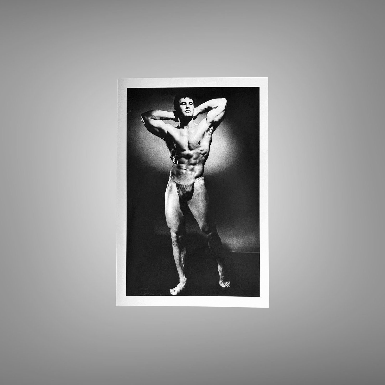 Male Physique Hands-behind-head Bodybuilder Pose in Spotlight 4x6 Photo Print