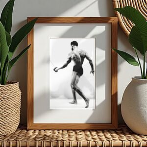 Male Physique Standing Rear-view Figure Study with Clean White Background 4x6 Photo Print