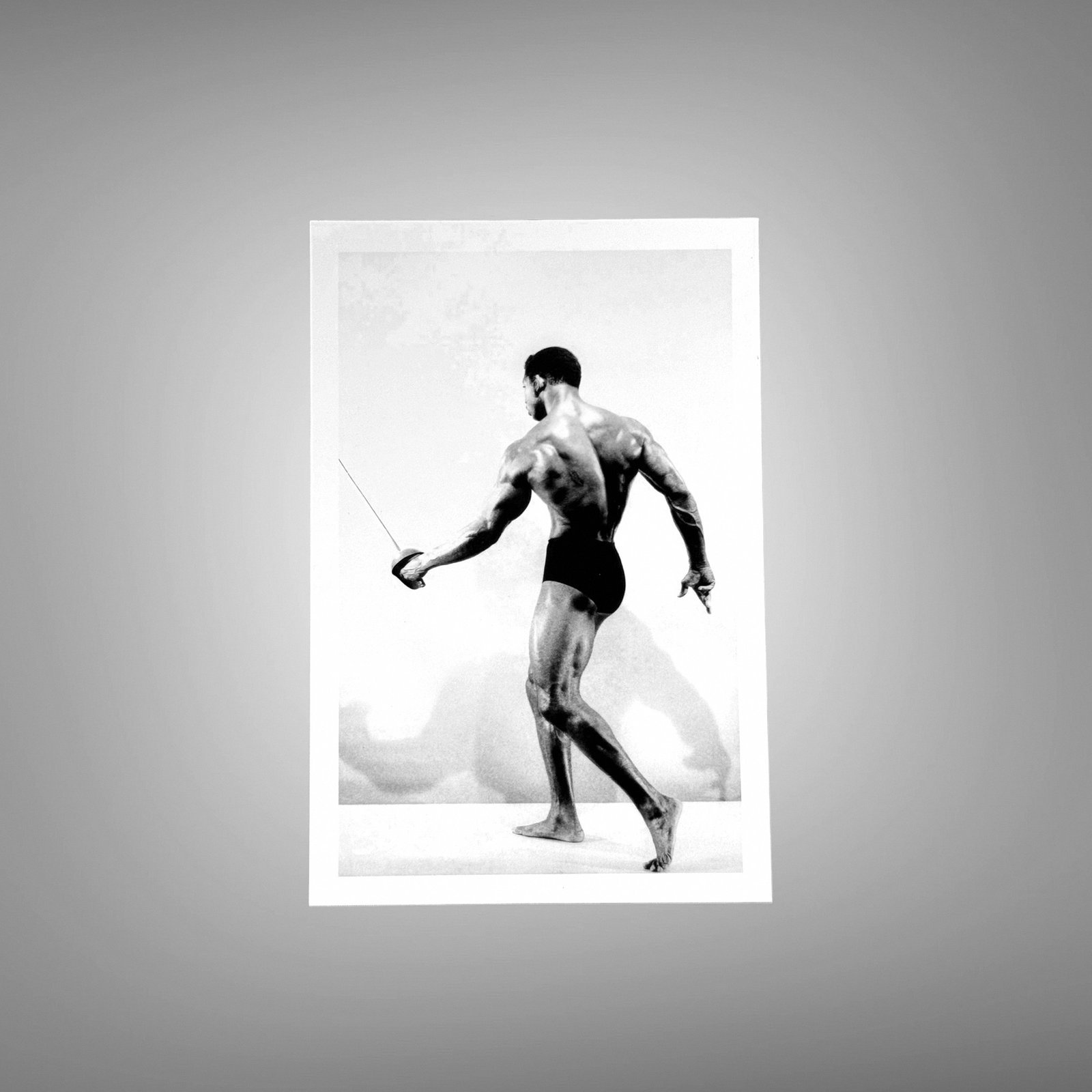 Male Physique Standing Rear-view Figure Study with Clean White Background 4x6 Photo Print
