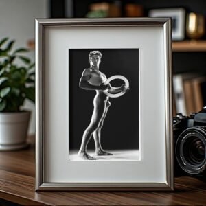 Male Physique Standing Figure with Ring Prop and Rim Light 4x6 Photo Print