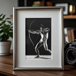 Male Physique Archer Figure Study with Bow and Strong Graphic Line 4x6 Photo Print
