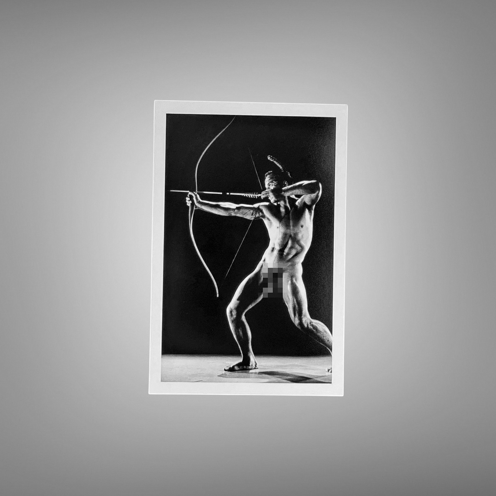 Male Physique Archer Figure Study with Bow and Strong Graphic Line 4x6 Photo Print