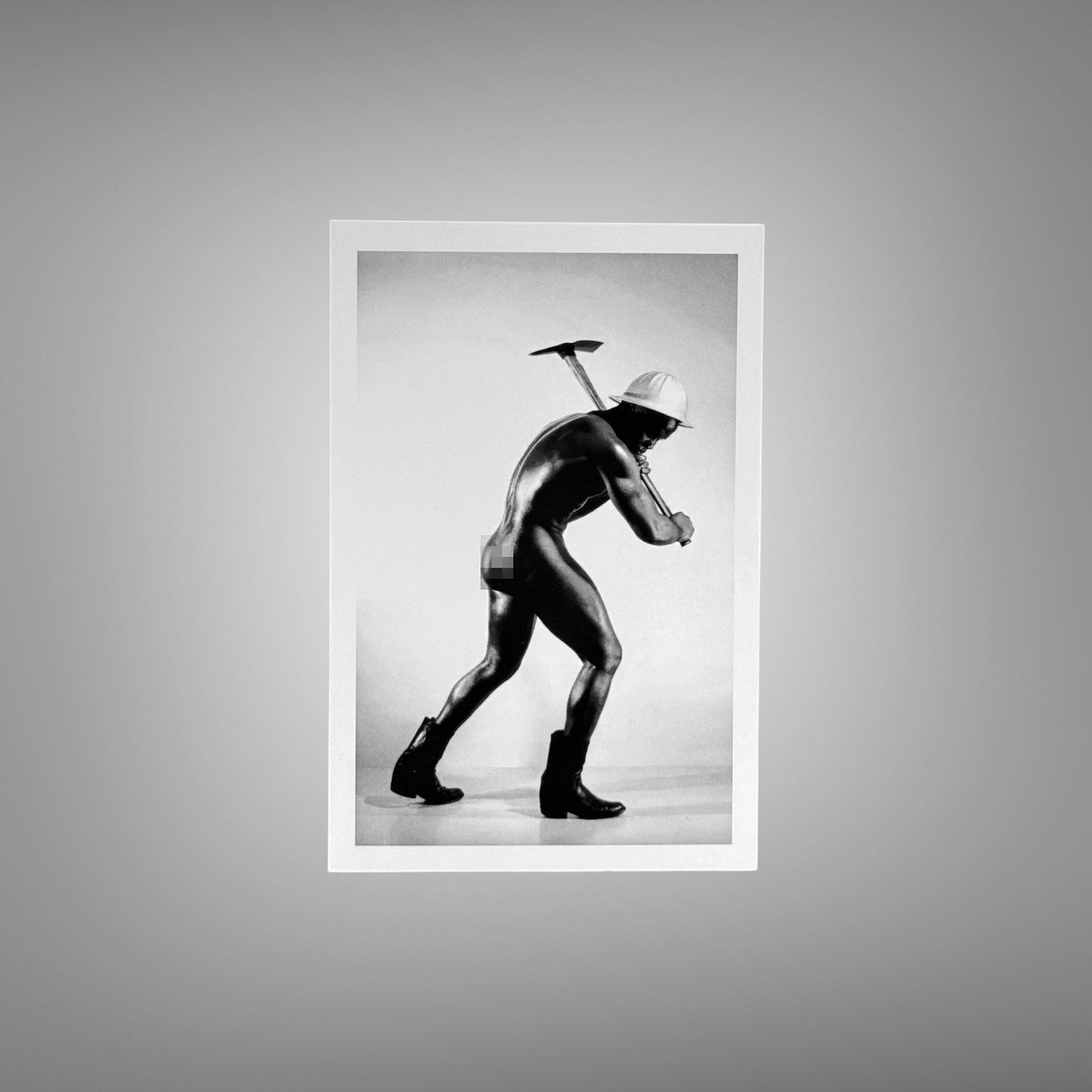 Male Physique an Athletic Studio Seated Pose with Sculptural Posture and Athletic Studio Styling 4x6 Photo Print