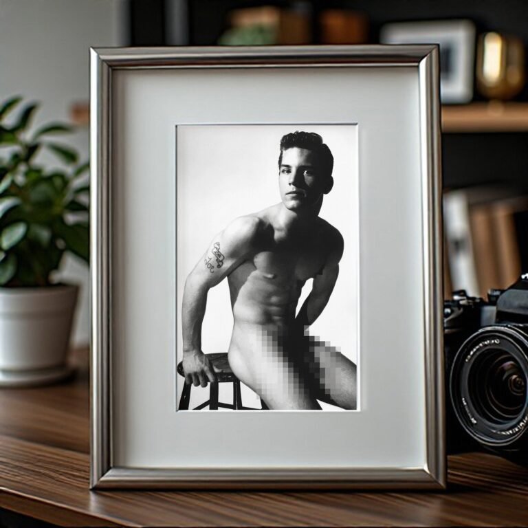 Male Physique Side Profile Figure Study with Sculptural Posture and Athletic Studio Styling 4x6 Photo Print