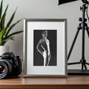 Male Physique an Outdoor Rock Ledge Physique Pose with Sculptural Posture and Athletic Studio Styling 4x6 Photo Print