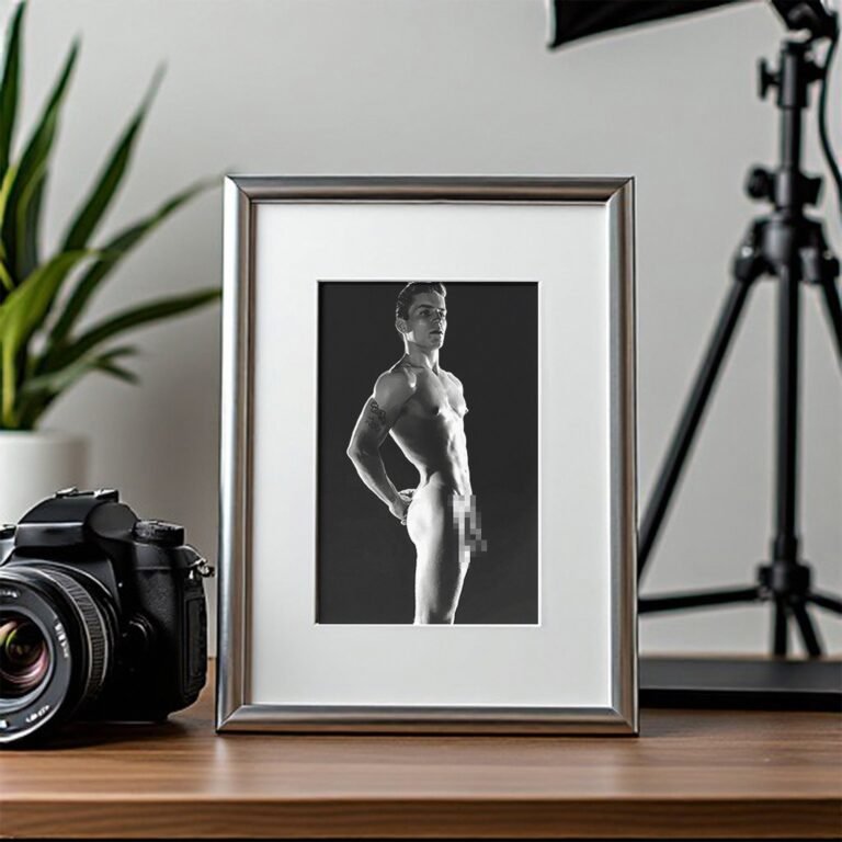 Male Physique an Outdoor Rock Ledge Physique Pose with Sculptural Posture and Athletic Studio Styling 4x6 Photo Print
