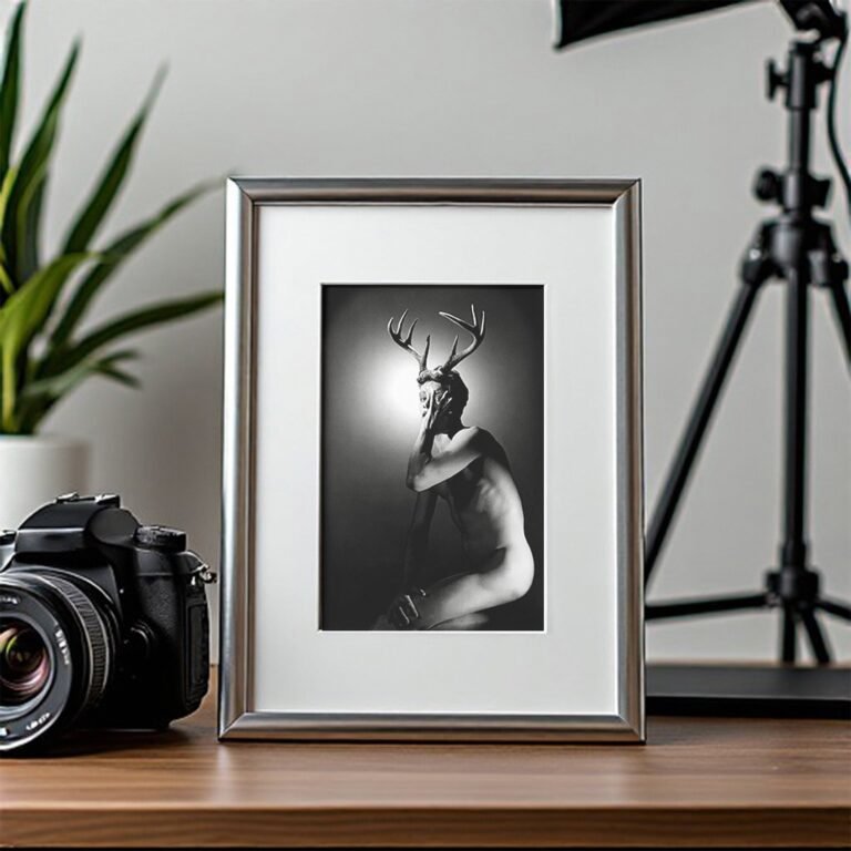 Male Physique High Contrast Torso Study with Sculptural Posture and Athletic Studio Styling 4x6 Photo Print