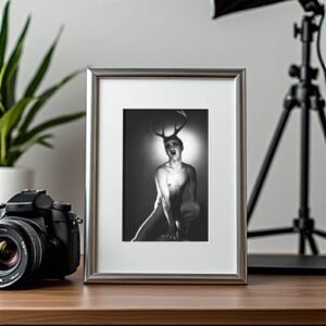 Male Physique Chair Seated Athletic Portrait with Sculptural Posture and Athletic Studio Styling 4x6 Photo Print