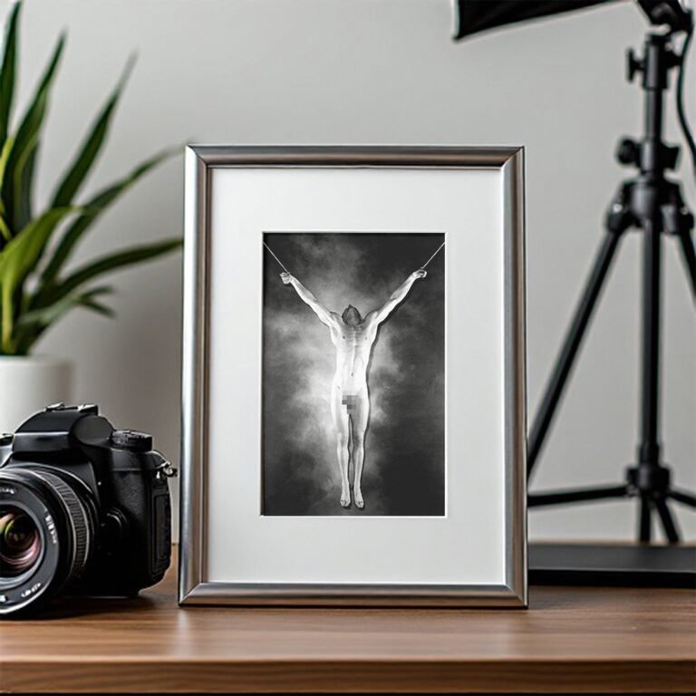Male Physique Column Studio Figure Pose with Sculptural Posture and Athletic Studio Styling 4x6 Photo Print