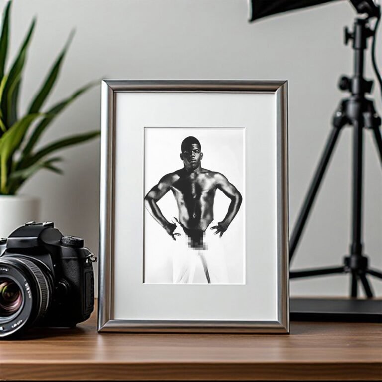 Male Physique Boxer Style Strength Portrait with Sculptural Posture and Athletic Studio Styling 4x6 Photo Print
