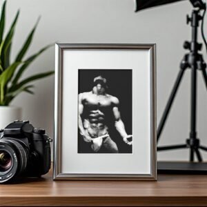Male Physique an Arm Flex Studio Portrait with Sculptural Posture and Athletic Studio Styling 4x6 Photo Print