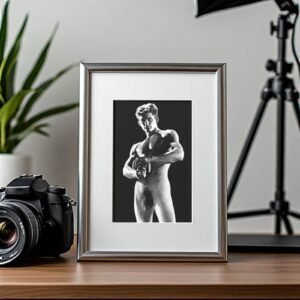 Male Physique Sculptural Standing Figure Study with Sculptural Posture and Athletic Studio Styling 4x6 Photo Print