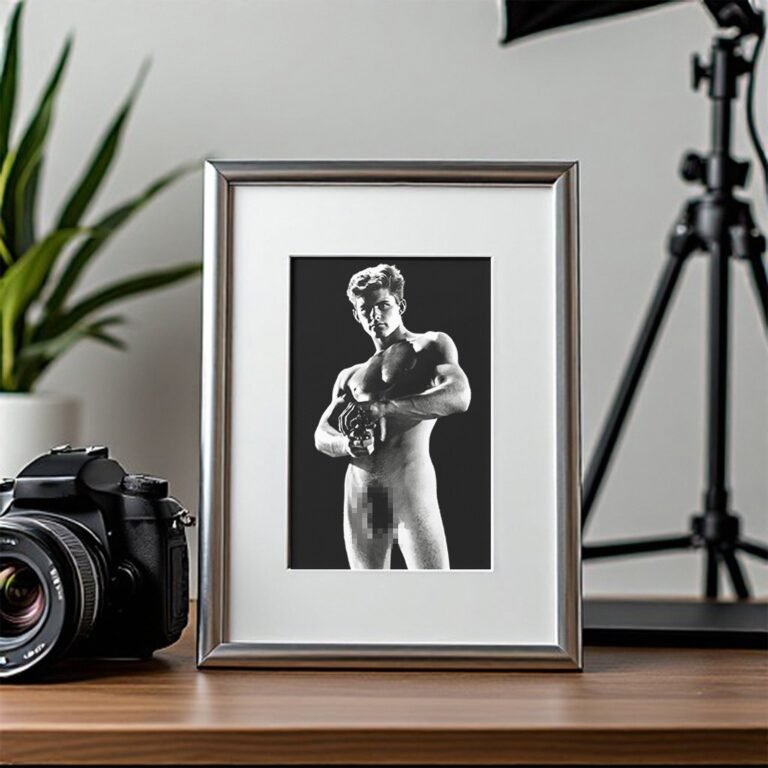 Male Physique Sculptural Standing Figure Study with Sculptural Posture and Athletic Studio Styling 4x6 Photo Print