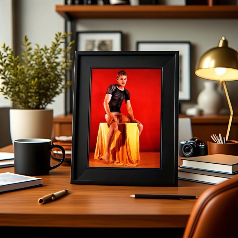 Male Physique Low Key Backlit Body Study with Sculptural Posture and Athletic Studio Styling 4x6 Photo Print