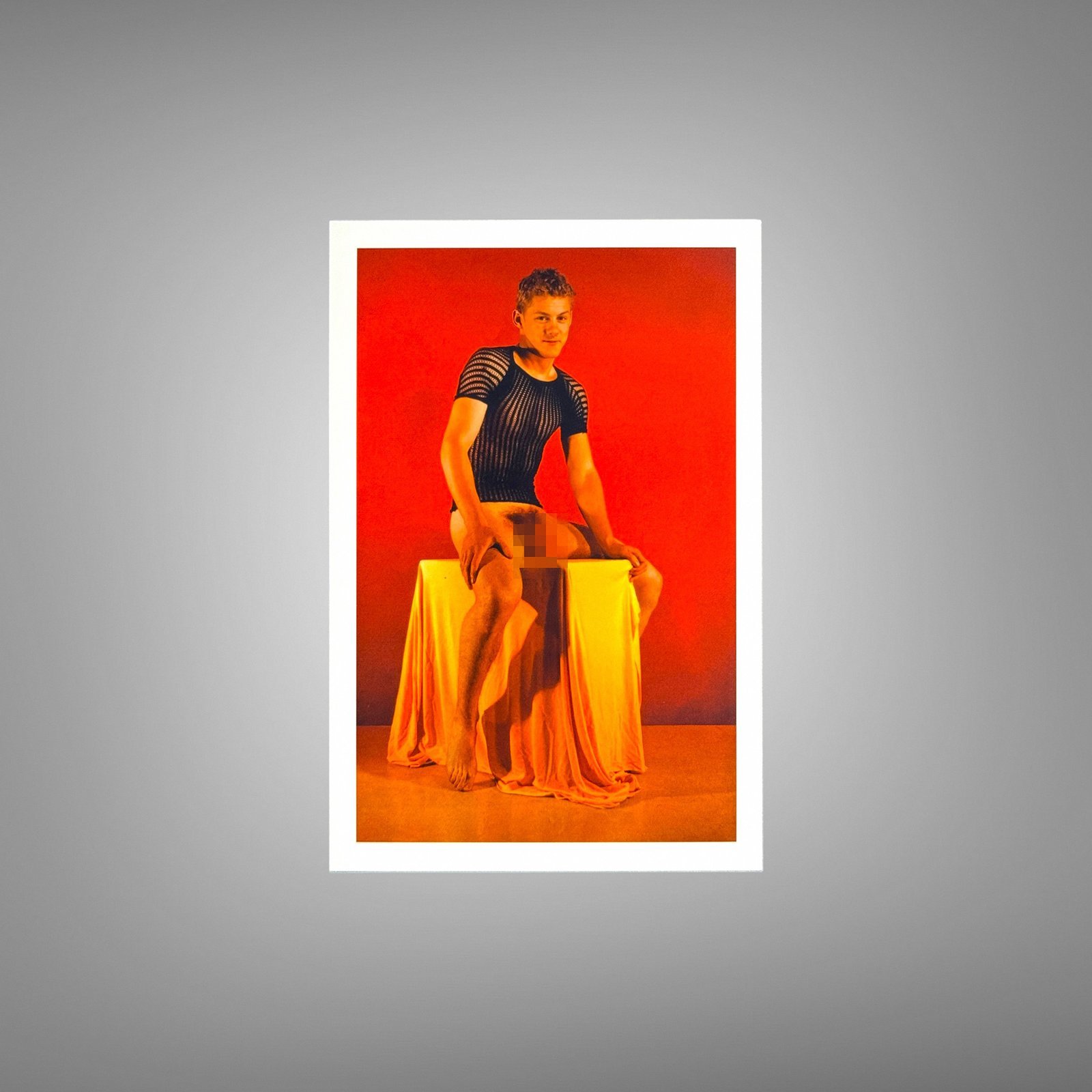 Male Physique Low Key Backlit Body Study with Sculptural Posture and Athletic Studio Styling 4x6 Photo Print