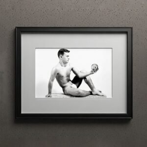 Male Physique Towel Drape Figure Portrait with Sculptural Posture and Athletic Studio Styling 4x6 Photo Print