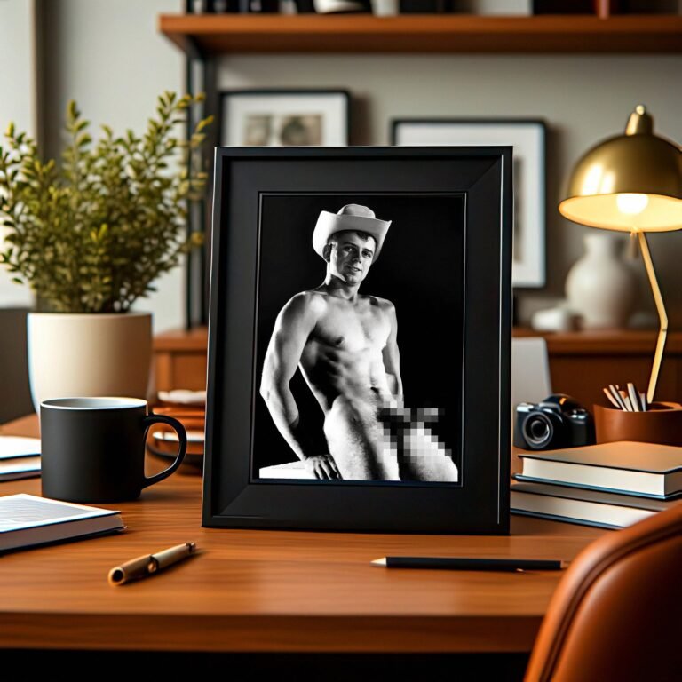 Male Physique Sailor Cap Studio Portrait with Sculptural Posture and Athletic Studio Styling 4x6 Photo Print