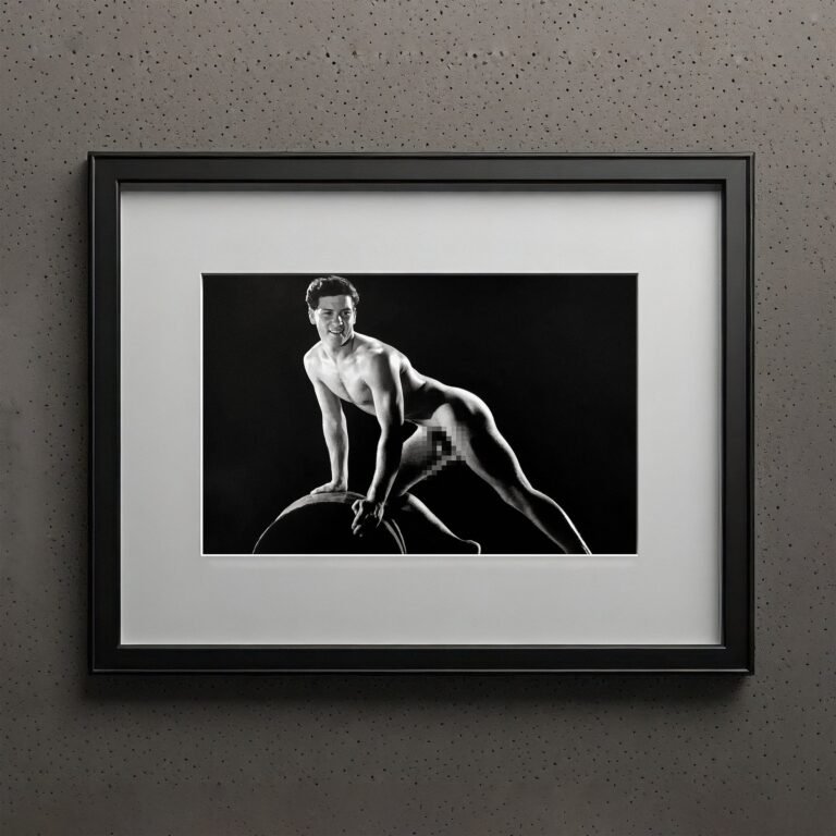 Male Physique an Overhead Arm Physique Pose with Sculptural Posture and Athletic Studio Styling 4x6 Photo Print
