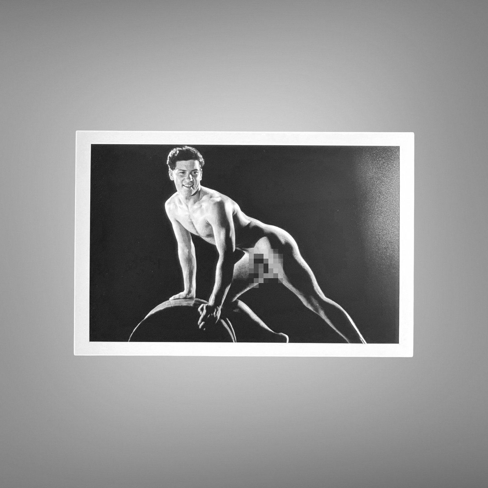Male Physique an Overhead Arm Physique Pose with Sculptural Posture and Athletic Studio Styling 4x6 Photo Print