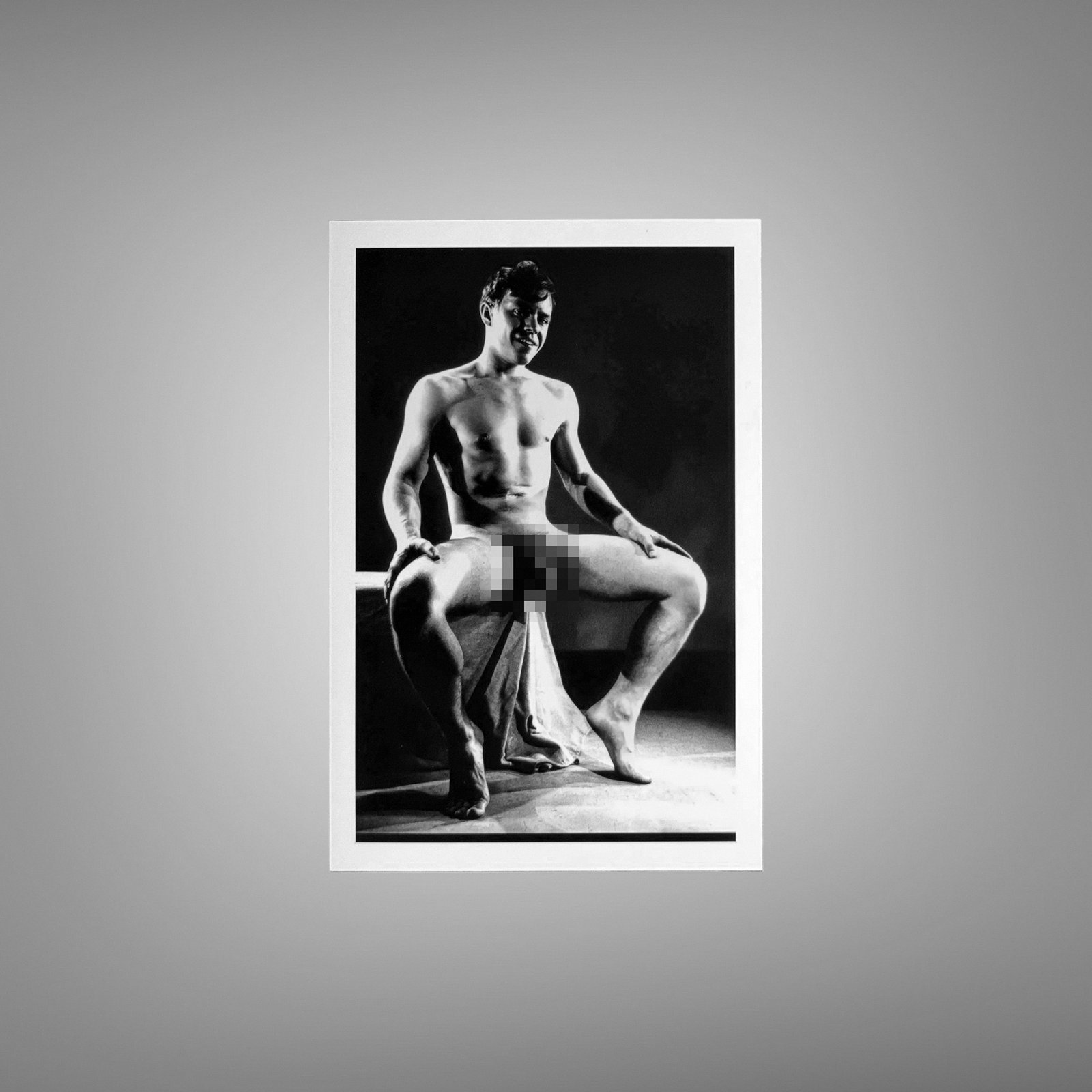 Male Physique Barbell Strength Studio Portrait with Sculptural Posture and Athletic Studio Styling 4x6 Photo Print