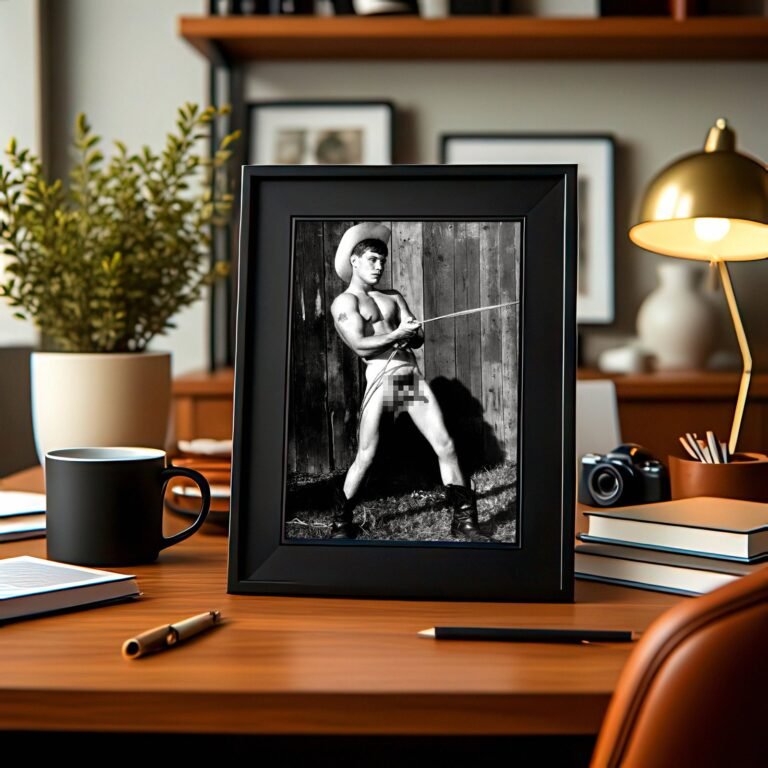 Male Physique Leaning Wall Athletic Study with Sculptural Posture and Athletic Studio Styling 4x6 Photo Print