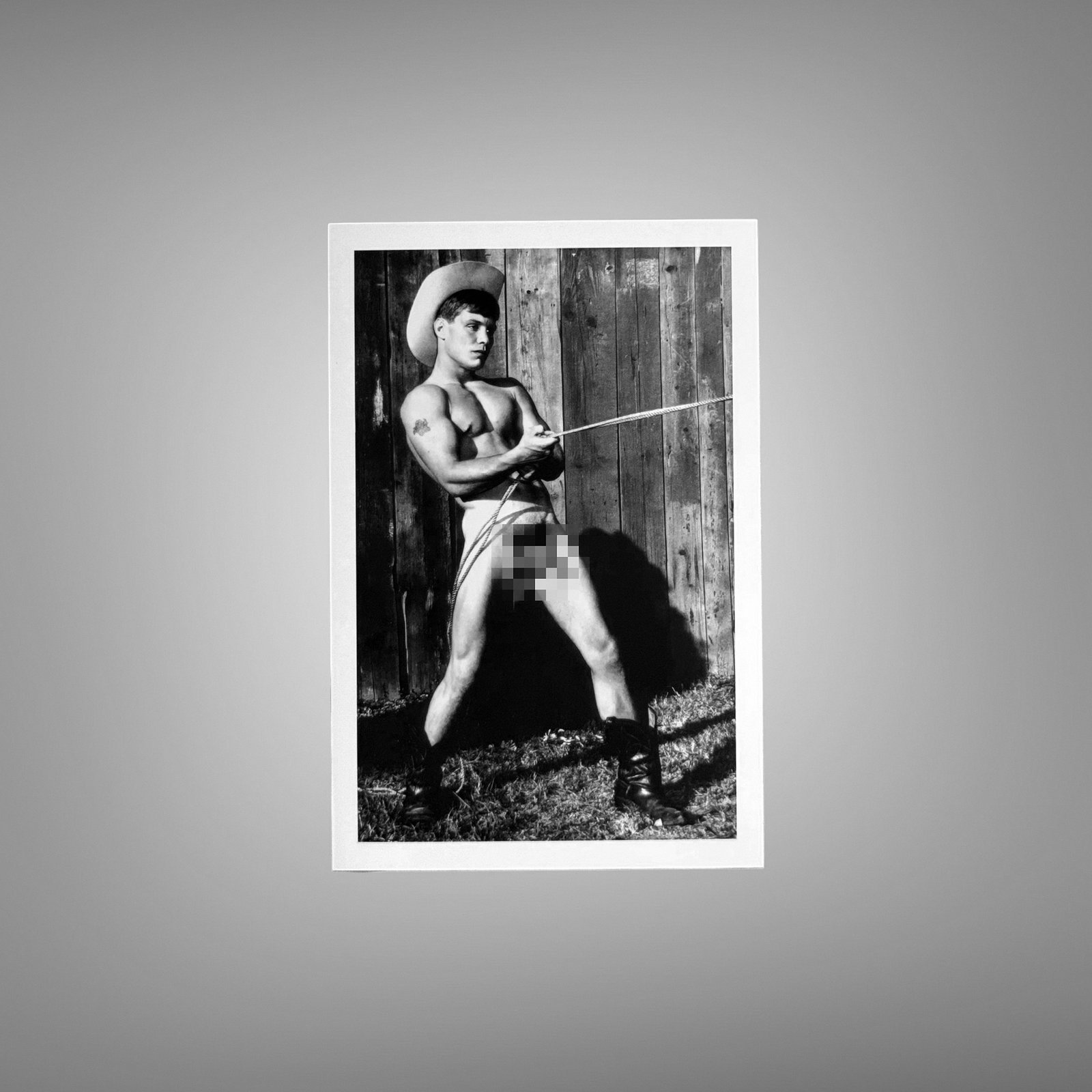 Male Physique Leaning Wall Athletic Study with Sculptural Posture and Athletic Studio Styling 4x6 Photo Print