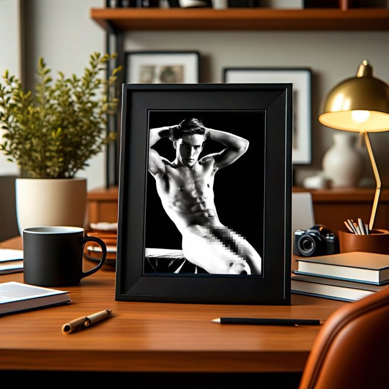 Male Physique Fencer Style Figure Pose with Sculptural Posture and Athletic Studio Styling 4x6 Photo Print
