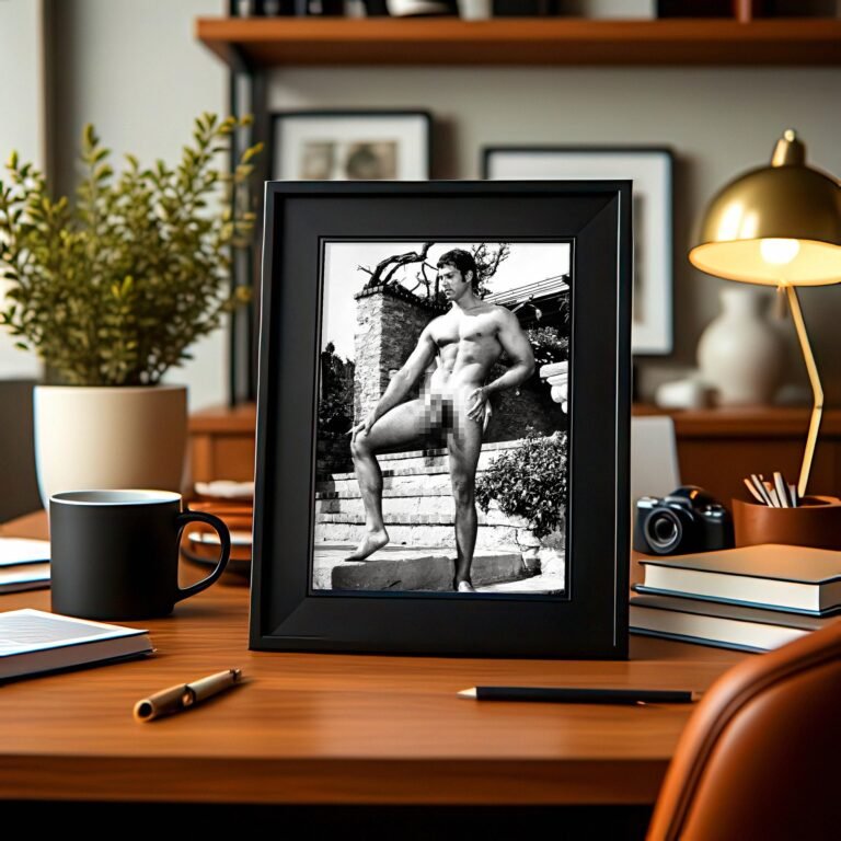 Male Physique Rope Pull Strength Study with Sculptural Posture and Athletic Studio Styling 4x6 Photo Print