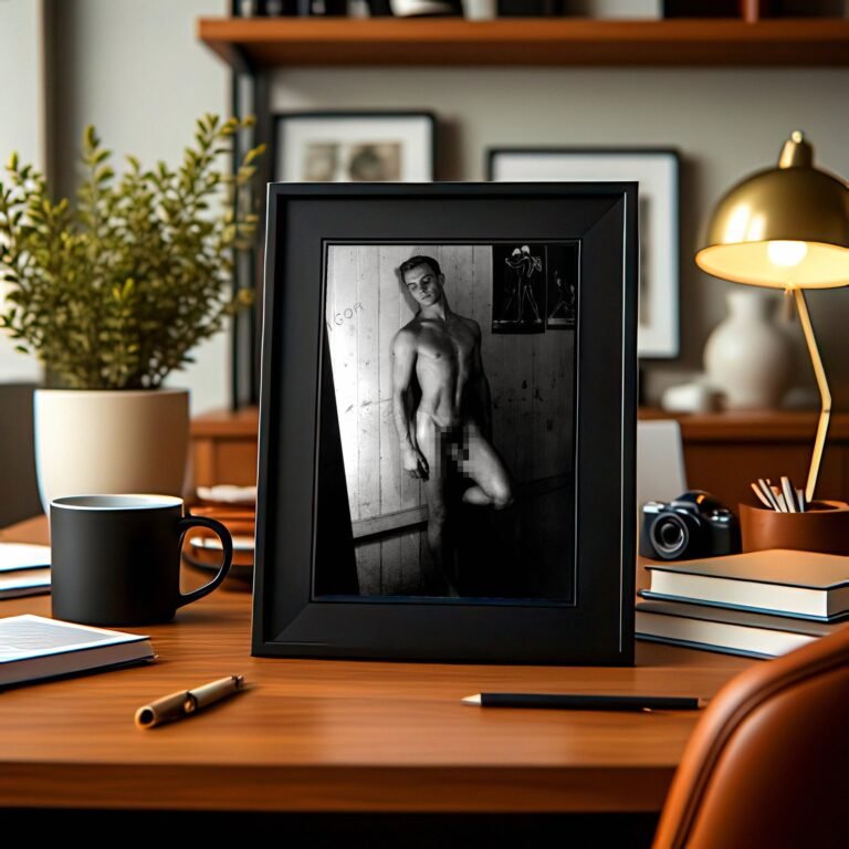 Male Physique Hands On Hips Physique Study with Sculptural Posture and Athletic Studio Styling 4x6 Photo Print