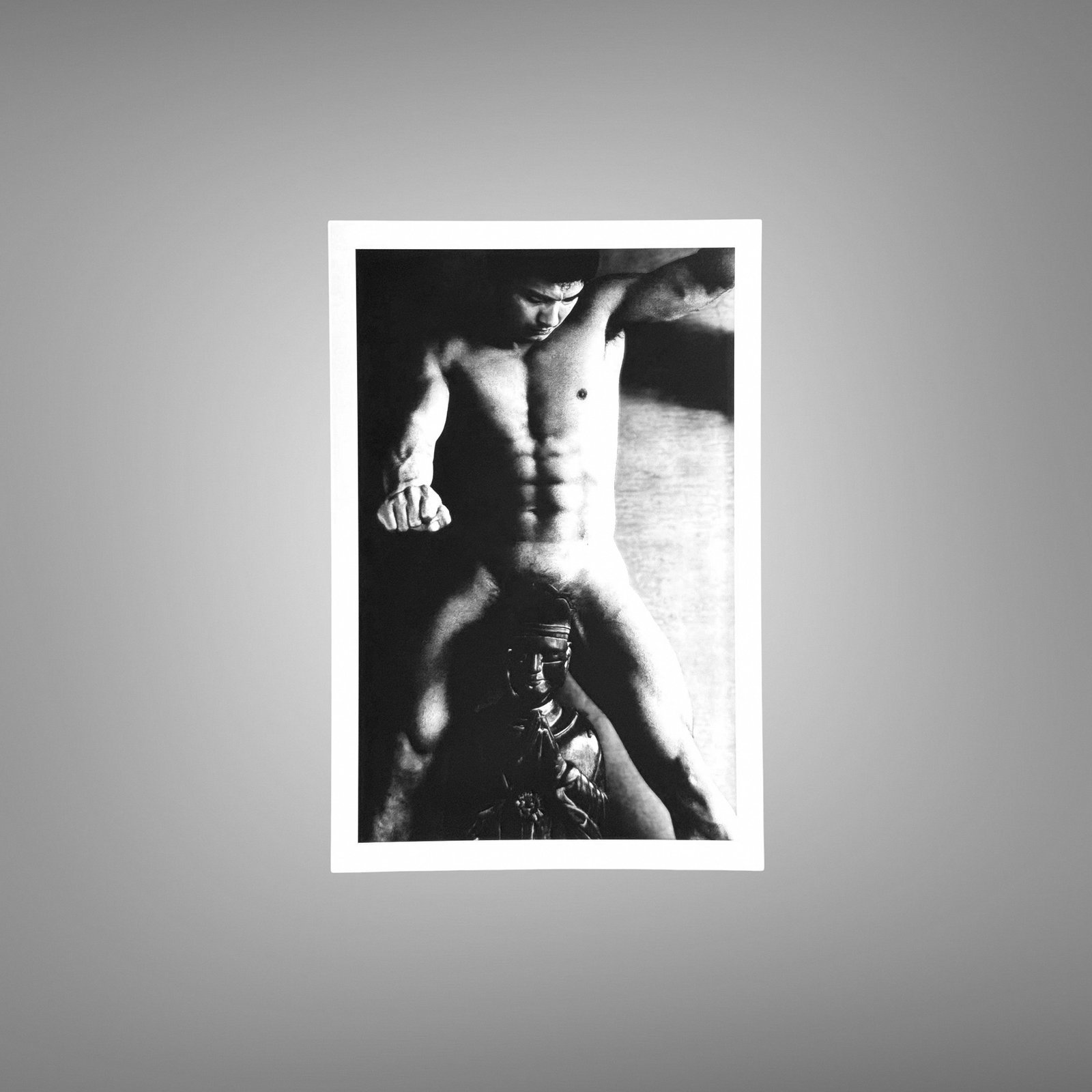 Male Physique Standing Back Profile Study with Sculptural Posture and Athletic Studio Styling 4x6 Photo Print