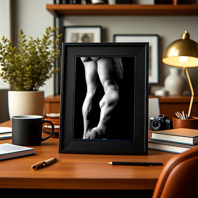 Male Physique Dramatic Arm Raised Figure Pose with Sculptural Posture and Athletic Studio Styling 4x6 Photo Print