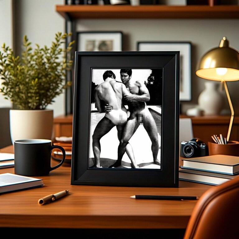 Male Physique an Outdoor Tree Line Physique Study with Sculptural Posture and Athletic Studio Styling 4x6 Photo Print