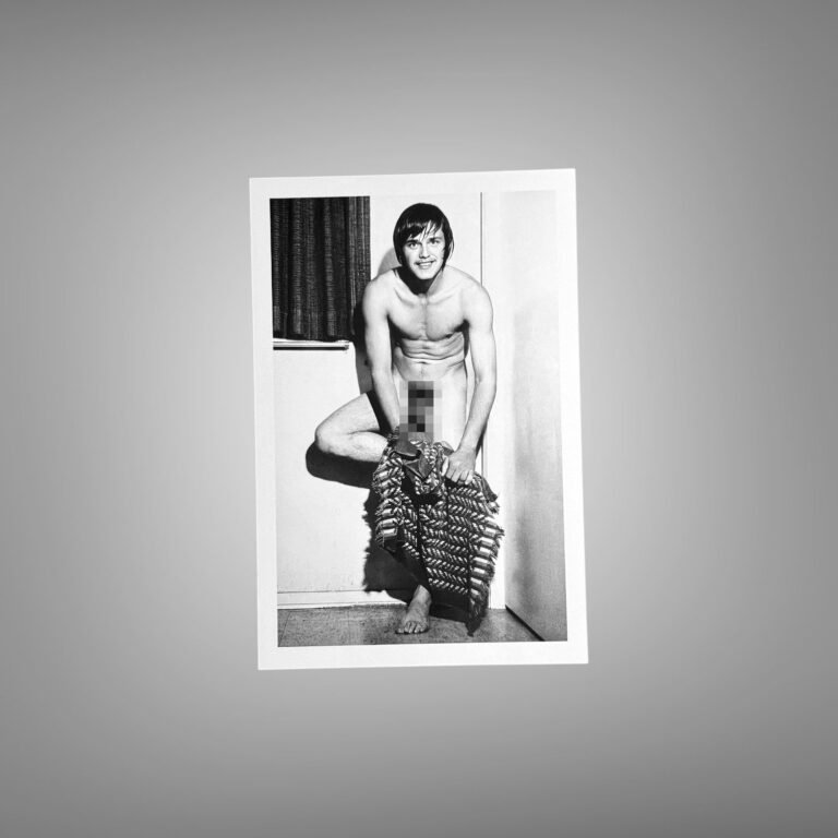 Male Physique Spotlight Trunks Studio Pose with Sculptural Posture and Athletic Studio Styling 4x6 Photo Print