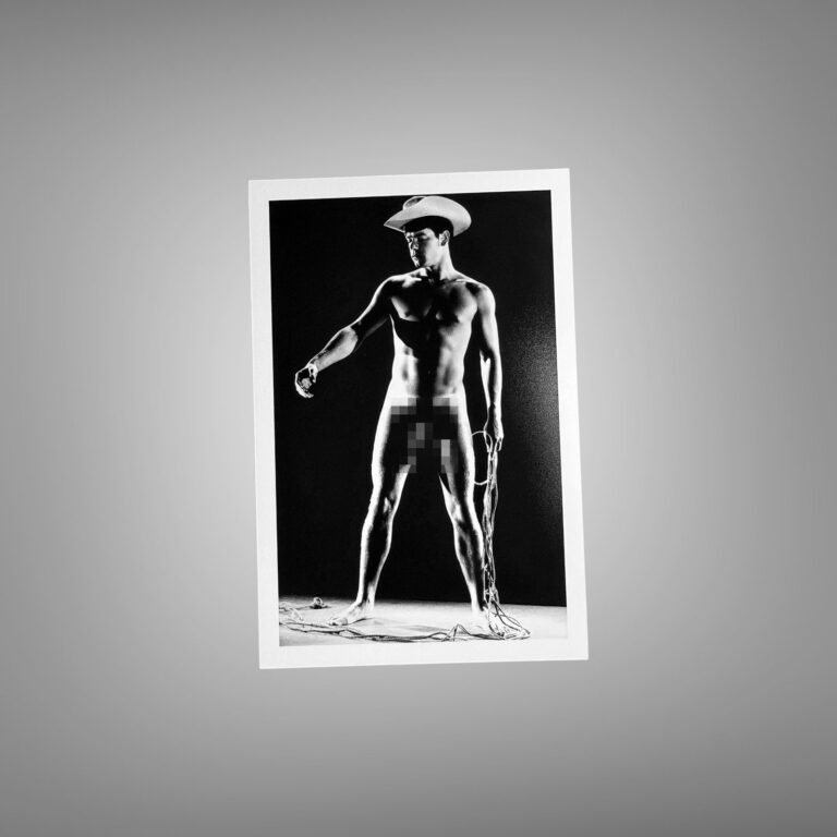Male Physique Balancing Figure Study with Sculptural Posture and Athletic Studio Styling 4x6 Photo Print