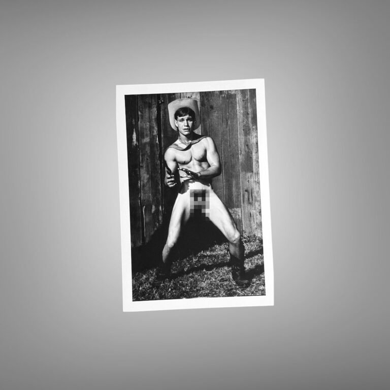 Male Physique Tension Rope Athletic Portrait with Sculptural Posture and Athletic Studio Styling 4x6 Photo Print