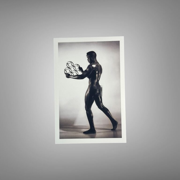 Male Physique Fitness Club Archival Portrait with Sculptural Posture and Athletic Studio Styling 4x6 Photo Print
