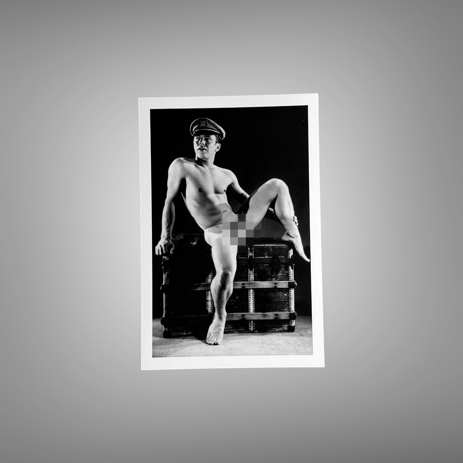Male Physique an Open Chest Studio Portrait with Sculptural Posture and Athletic Studio Styling 4x6 Photo Print